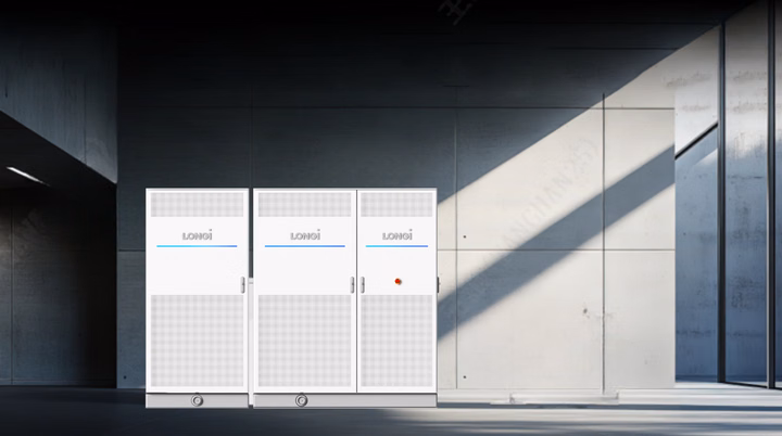 LONGi Hi-MO One Pro modular energy storage unit for industrial applications.